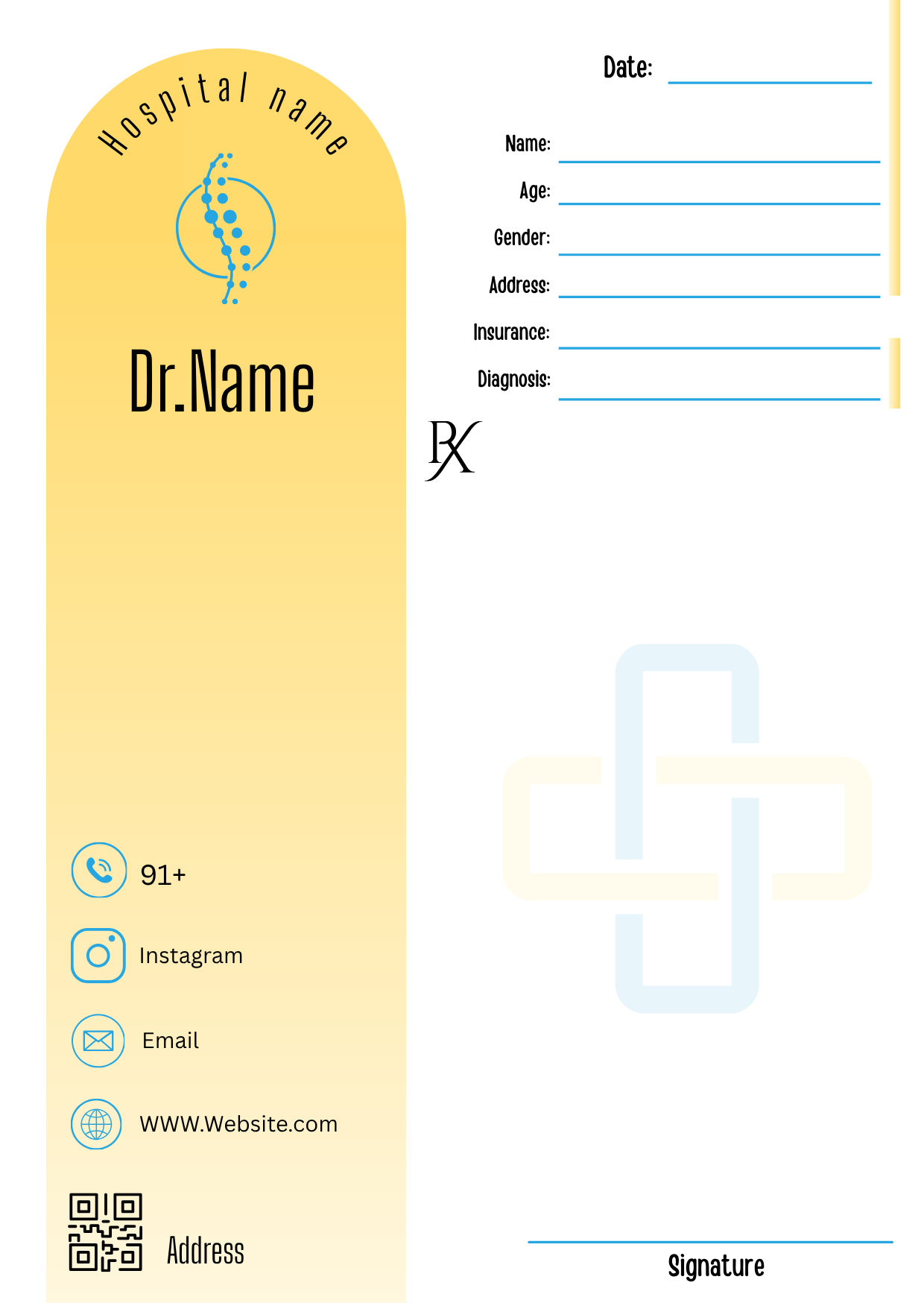 Blue Strip Header prescription pad template