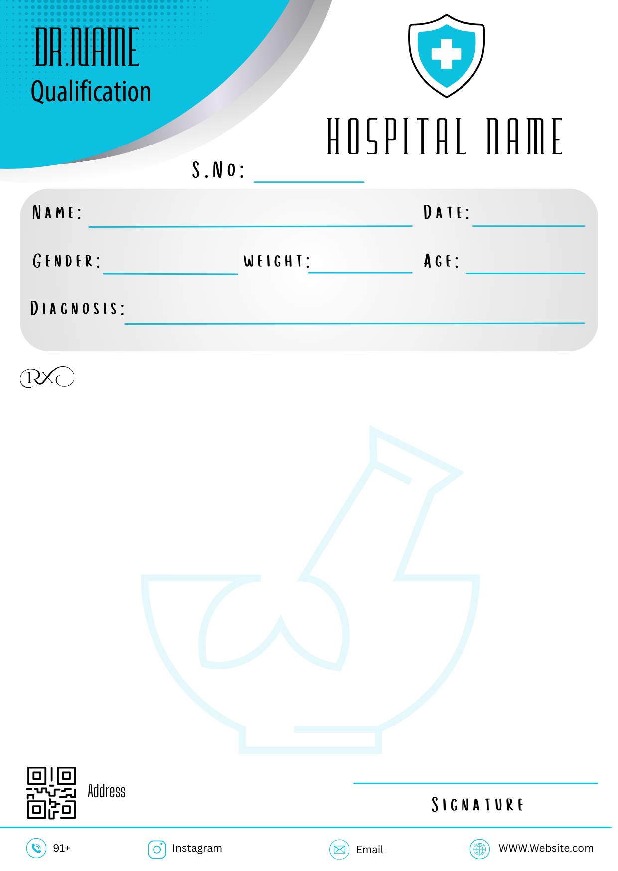 Navy Gradient prescription pad template