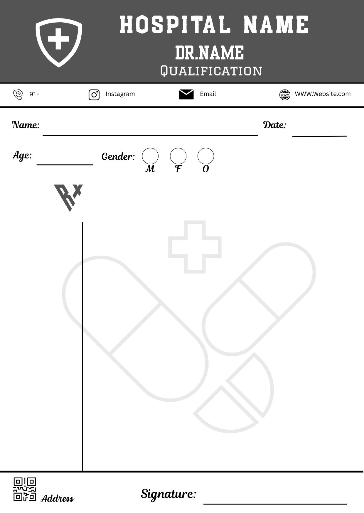 Grey Accent Minimal prescription pad template